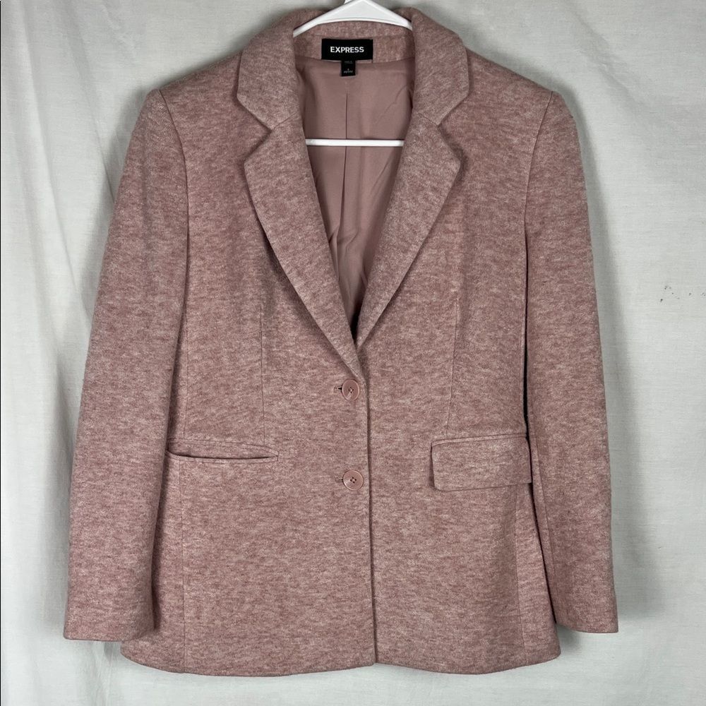 Express Blush Textured Notch Collar 2 Button Blazer